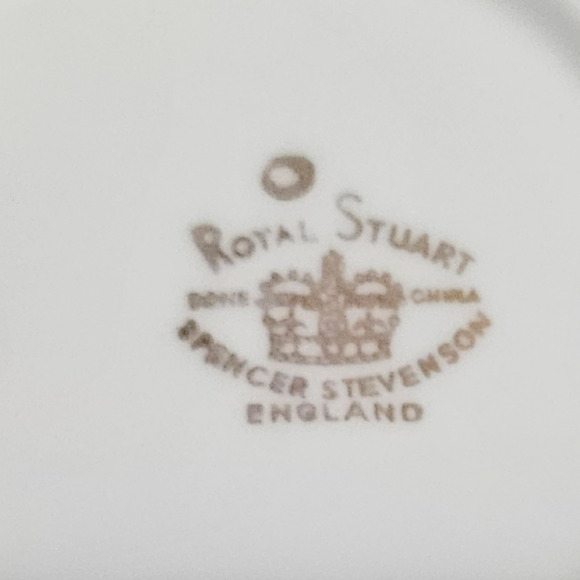 Royal Stuart Spencer Stevenson England Rose Floral Bone China Saucers Set of 4 - Picture 4 of 4